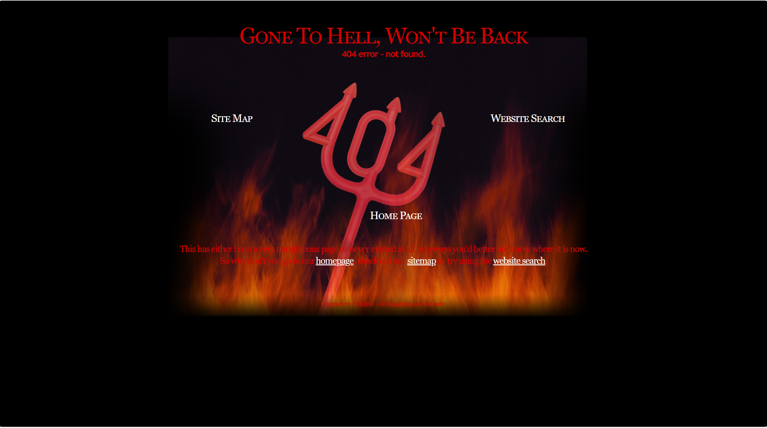 404错误页 恐怖地狱恶魔叉 HTML模板源码 图片 404错误页 恐怖地狱恶魔叉 HTML模板源码 图片