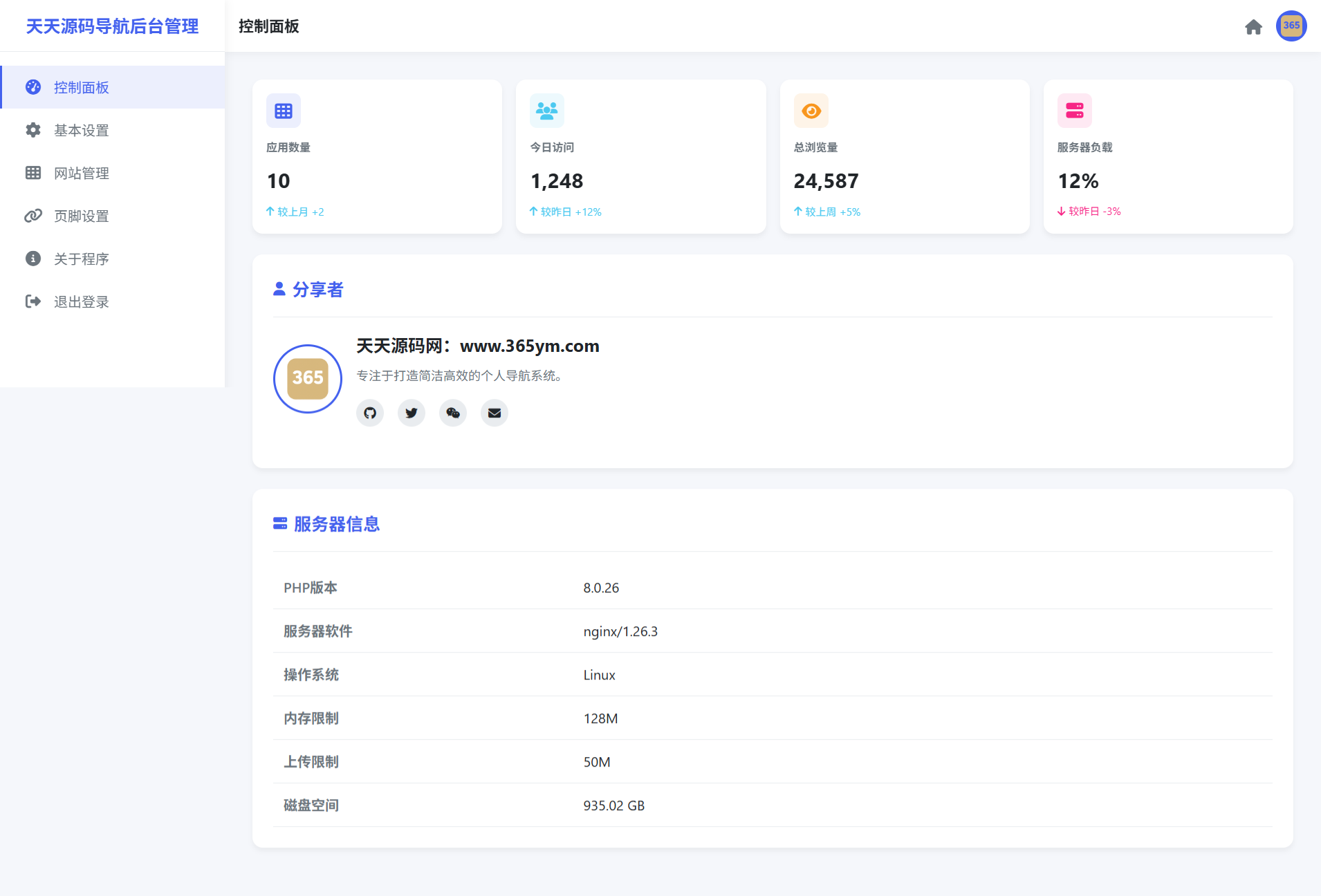 简洁网址导航系统源码 带后台管理功能 图片 简洁网址导航系统源码 带后台管理功能 图片