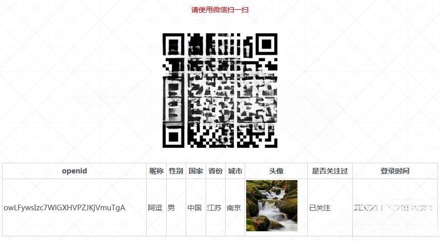 PHP微信扫码关注公众号授权登录系统 图片