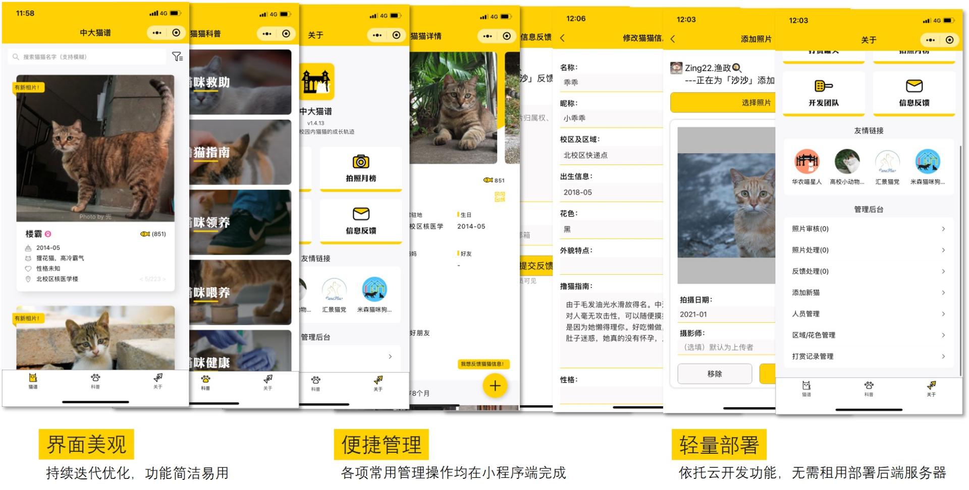 学校流浪猫数据记录共享小程序PHP源码 图片