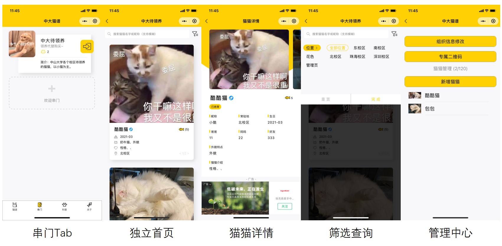 学校流浪猫数据记录共享小程序PHP源码 图片