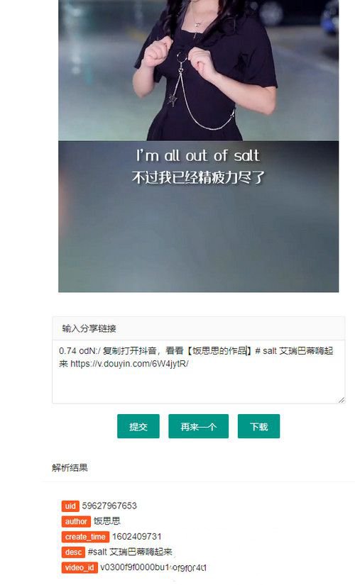 抖音解析无水印下载HTML源码 图片